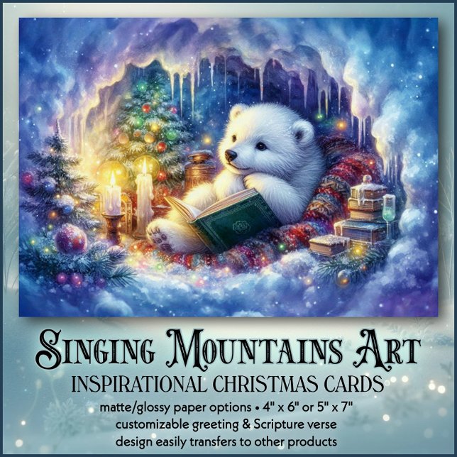 Winter Wisdom Polar Bear Bok KJV Bibel jul Helgkort (Skapare uppladdad)