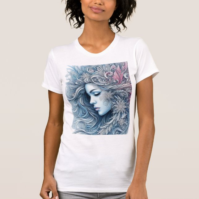 Winter Woman Fashion Illustration T Shirt (Framsida)