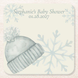 Winter Wonder Baby Shower Underlägg Papper Kvadrat