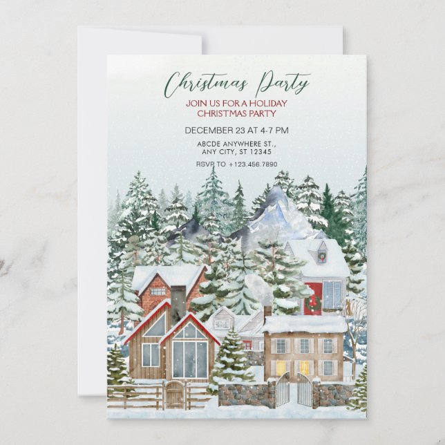 Winter wonderlad house christmas inbjudningar (Framsida)