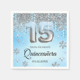 Winter Wonderland 15 Balloons Quinceanera Pappersservett
