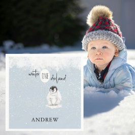 Winter Wonderland 1st Birthday Blue Paper Napkin Pappersservett