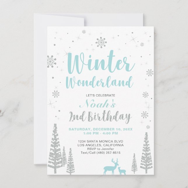 Winter Wonderland - 2:a födelsedagsinbjudan - Boy Inbjudningar (Framsida)