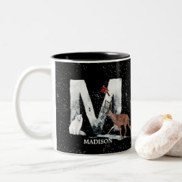 Winter Wonderland Alphabet M Monogram | SNÖ VARG Två-Tonad Mugg