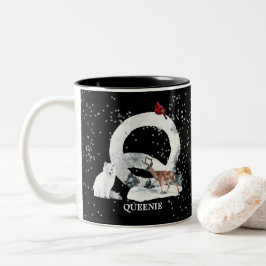 Winter Wonderland Alphabet Q Monogram | SNÖ VARG Två-Tonad Mugg