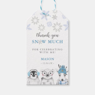 Winter Wonderland Animals-pojken Favor tack Gift Presentetikett