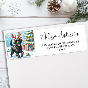 Winter Wonderland - Anka Hund - Black Labrador Returadress Etikett