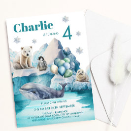 Winter Wonderland Arktiska djur Barns födelsedag Inbjudningar