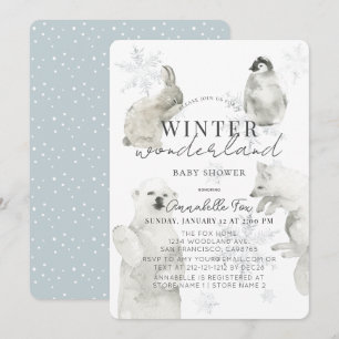 Winter Wonderland Arktiska djur Boy Shower Inbjudningar