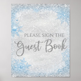 Winter Wonderland Baby Shower Guest Bok-tecken Poster