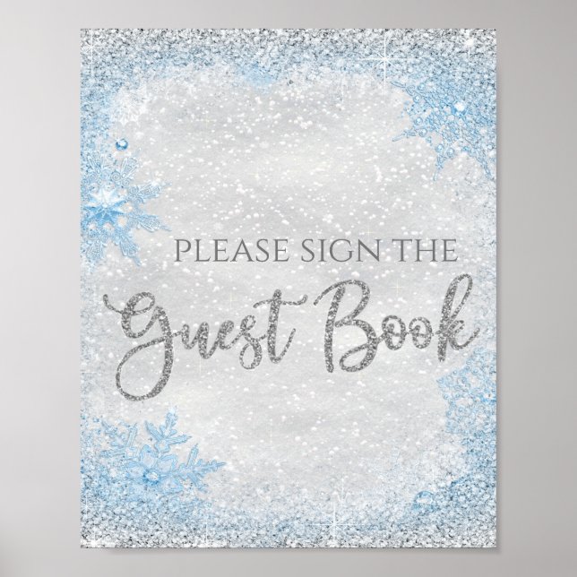 Winter Wonderland Baby Shower Guest Bok-tecken Poster (Framsidan)