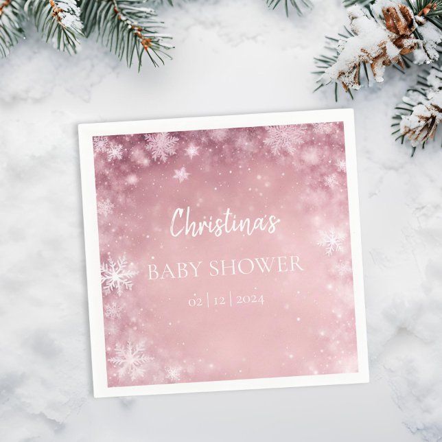 Winter Wonderland Baby Shower Rosa Pappersservett (Skapare uppladdad)