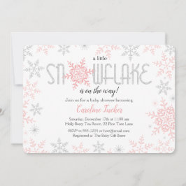 Winter Wonderland Baby Shower Rosa Silver Glitter Inbjudningar