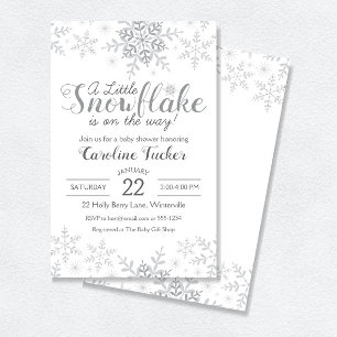 Winter Wonderland Baby Shower Silver Snöflingor Inbjudningar