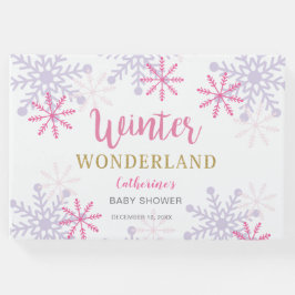 Winter Wonderland Baby Shower Snöflingor Helgdag Gästböcker