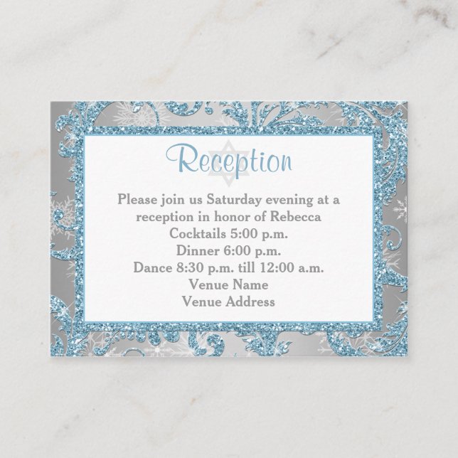 Winter Wonderland Bat mitzvah Infoga 3 Tilläggskort (Framsida)