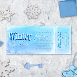 Winter Wonderland Biljett Inbjudningar<br><div class="desc">Fira din födelsedag och ha roligt i kallets väder. Inbjudningsdesignen markeras av snyggtens trendigets titeldesign med snöskogens bakgrund</div>