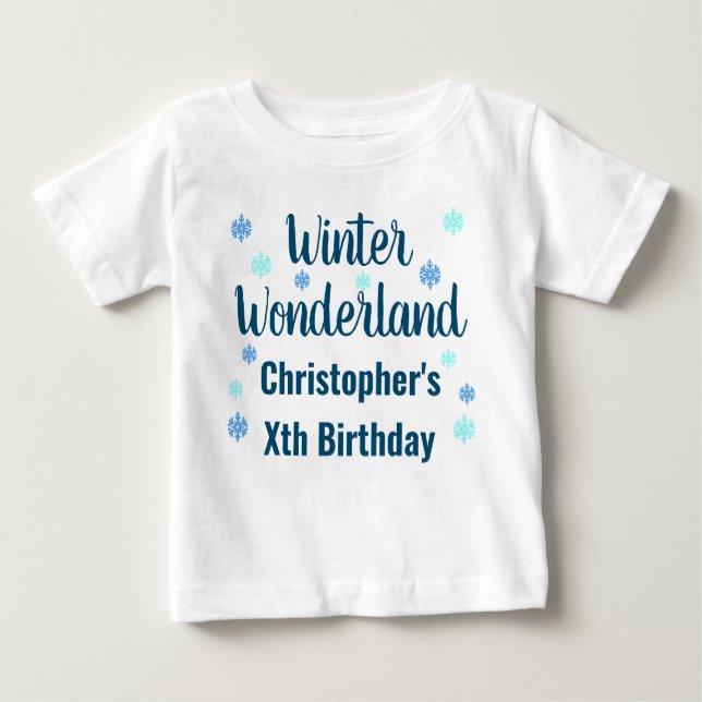 Winter Wonderland Birthday Baby T-Shirt (Framsida)