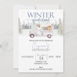 Winter Wonderland Birthday, Boy 2 Birthday Lastbil Inbjudningar