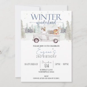 Winter Wonderland Birthday, Boy 2 Birthday Lastbil Inbjudningar