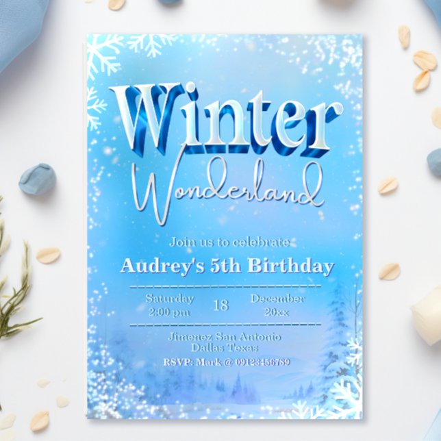Winter Wonderland Birthday Inbjudningar (Skapare uppladdad)