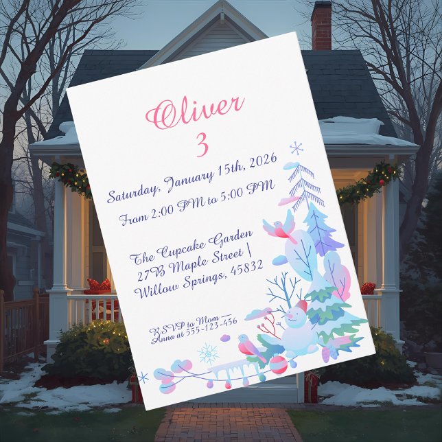 Winter Wonderland Birthday Invitation, Snowman  Inbjudningar (Skapare uppladdad)