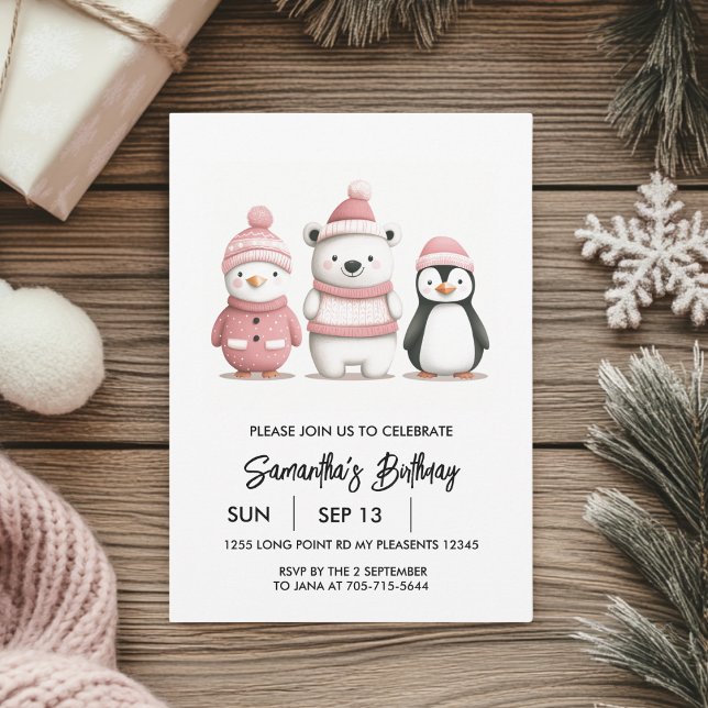 Winter Wonderland Birthday | Mjuk Rosa Inbjudningar (Skapare uppladdad)