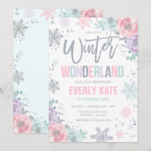 Winter Wonderland Birthday Silver Rosa Snowflake