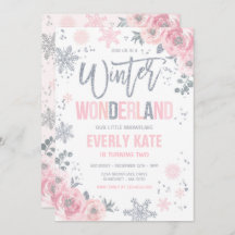 Winter Wonderland Birthday Silver Rosa Snowflake