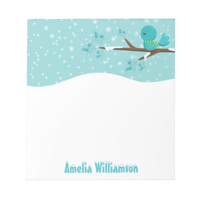 Winter Wonderland Blue Bird on Holly Gren Anteckningsblock (Framsida)