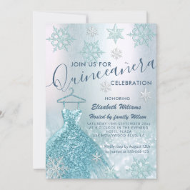 Winter wonderland blue dress glittery ombre invita inbjudningar