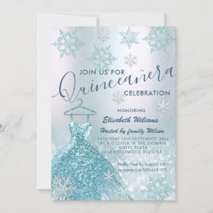 Winter wonderland blue dress glittery ombre invita inbjudningar