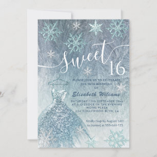 Winter wonderland blue dress glittery ombre invita inbjudningar