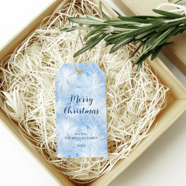 Winter Wonderland Blue frosty mönster Presentetikett (Skapare uppladdad)