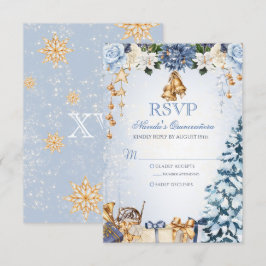 Winter Wonderland Blue och Guld Quinceanera OSA Kort
