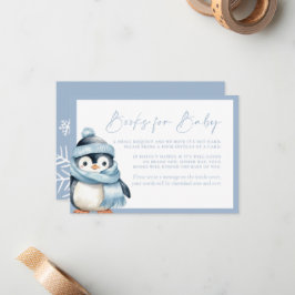 Winter Wonderland Blue Penguin Bokar för Baby Card Anteckningskort