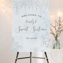 Winter Wonderland Blue Silver Snö Ice Sweet 16 Fo