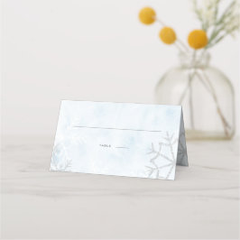 Winter Wonderland Blue Silver Snö Placeringskort