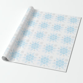 Winter Wonderland Blue Silver Snöflingor Presentpapper