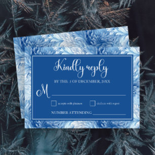 Winter Wonderland Blue Snöflingor Bröllop OSA Kort