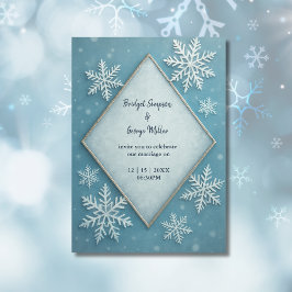 Winter Wonderland Blue Snowy Romantic bröllop Inbjudningar