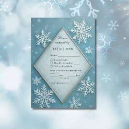 Winter Wonderland Blue Snowy Romantic bröllop OSA Kort