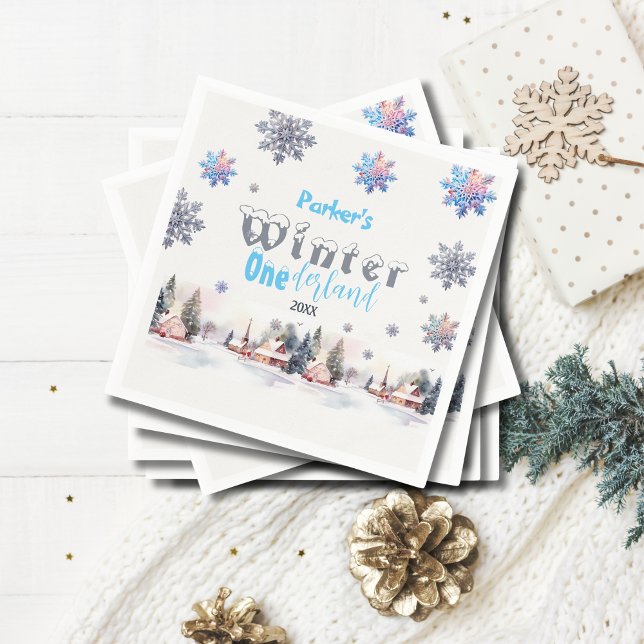Winter Wonderland Blue Watercolor Pappersservett (Skapare uppladdad)