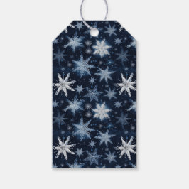 Winter Wonderland Blue & White Snöflingor Presentetikett