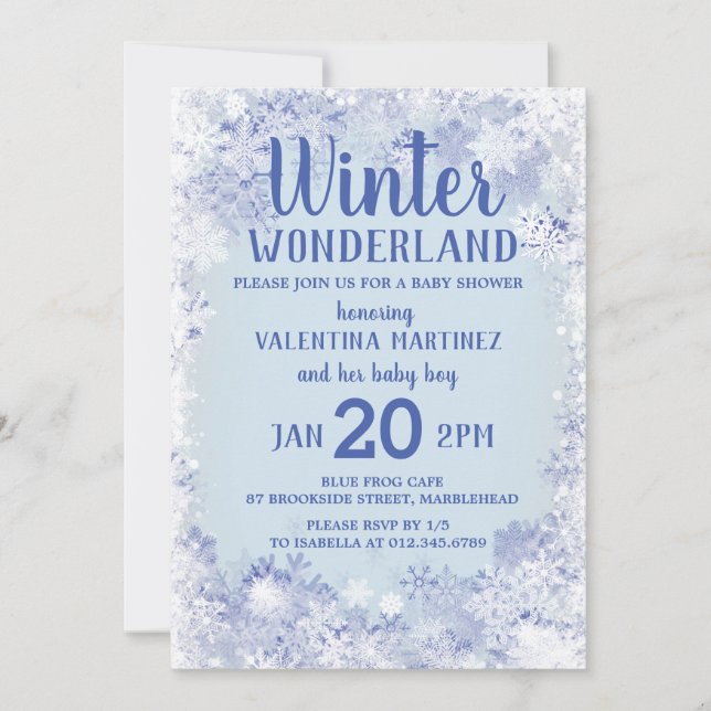 Winter Wonderland Boy Baby Shower Inbjudningar (Framsida)