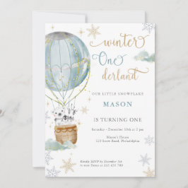 Winter Wonderland Boy First Birthday Inbjudningar