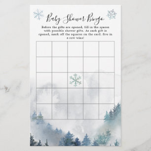 Winter Wonderland Boy Shower Bingo Game