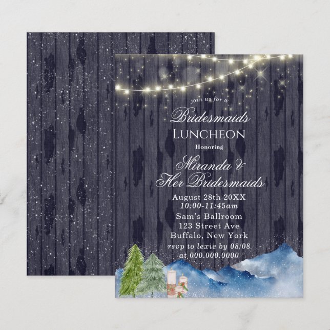 Winter Wonderland | Bridesmaids Luncheon Inbjudningar (Fram/baksida)