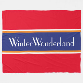 WINTER WONDERLAND Bright Red White Navy Rand Fleecefilt