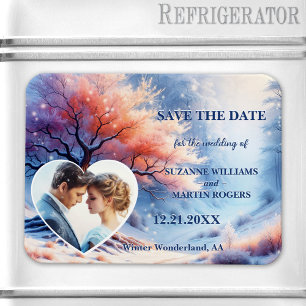 Winter Wonderland Bröllop Photo Save Date Magnet